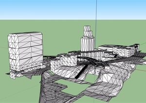 现代无材质贴图综合城市建筑SU(草图大师)模型