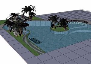 某游泳池详细设计SU(草图大师)模型