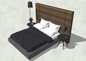 室内现代风格双人床设计SU(草图大师)模型