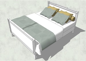 主卧室双人床设计SU(草图大师)模型