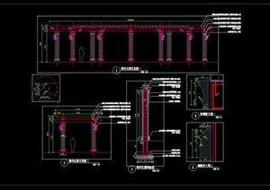 弧形长廊弧形花架弧形廊架施工图详图
