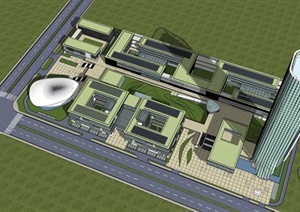 某银行总部规划建筑设计SU(草图大师)精细模型
