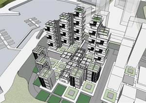 现代创意体块穿插堆叠式住宅小区规划住宅楼设计