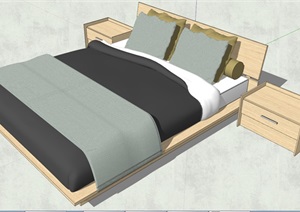 主卧室双人床设计SU(草图大师)模型