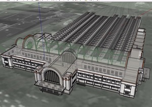 欧式风格多层车站建筑SU(草图大师)模型