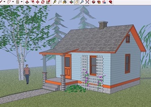 欧式森林单层住宅小屋设计SU(草图大师)模型