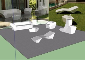 园林景观石凳素材设计SU(草图大师)模型