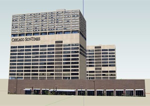 芝加哥太阳时代大厦写字楼建筑设计SU(草图大师)模型