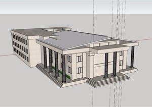 某美式市政厅建筑设计SU(草图大师)模型