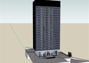 现代风格详细的办公建筑大厦设计SU(草图大师)模型