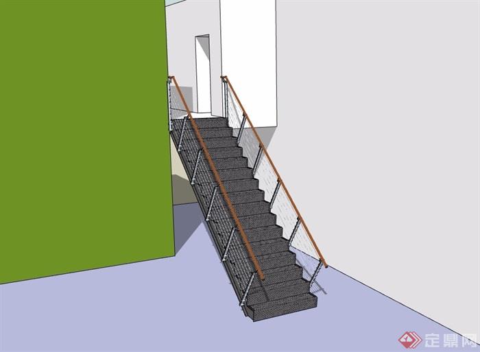 某现代铁艺楼梯设计su模型
