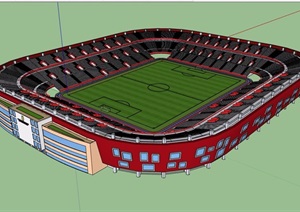 现代风格多层足球体育场馆建筑设计SU(草图大师)模型