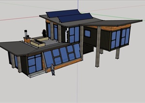 两层独特详细的别墅设计SU(草图大师)模型
