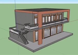 现代多层住宅楼详细设计SU(草图大师)模型