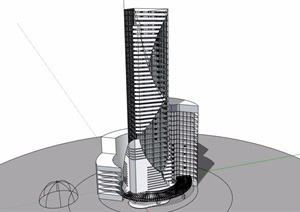 现代风格办公大厦建筑楼SU(草图大师)模型