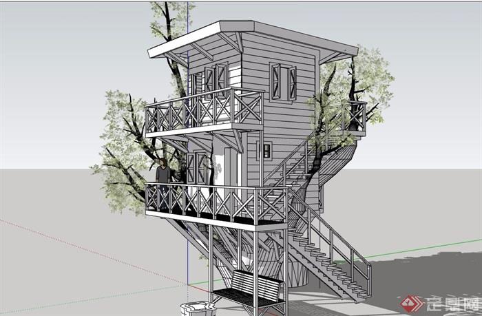 现代风格详细经典的多层住宅楼su模型