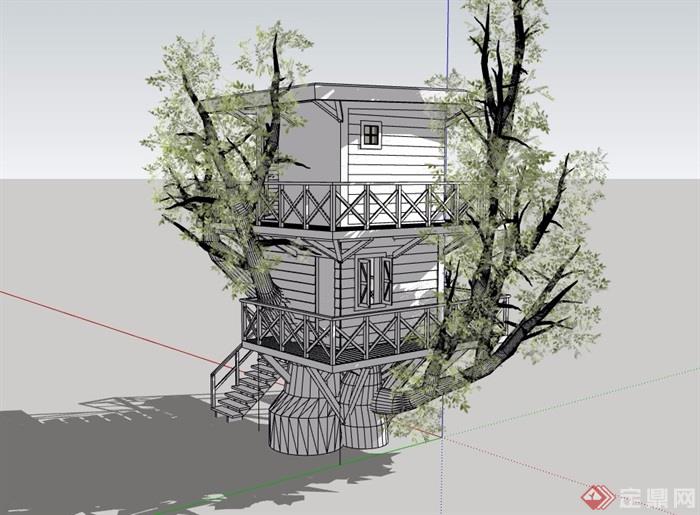 现代风格详细经典的多层住宅楼su模型