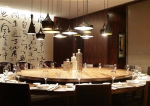 中式风格餐厅室内装修施工图及实景图
