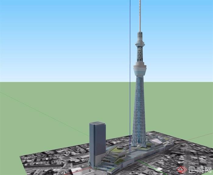 東京某办公大厦建筑楼设计su模型