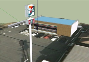单层超市建筑SU(草图大师)模型