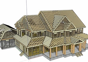 英式风格详细的别墅建筑素材设计SU(草图大师)模型