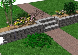 园林景观台阶踏步设计SU(草图大师)模型