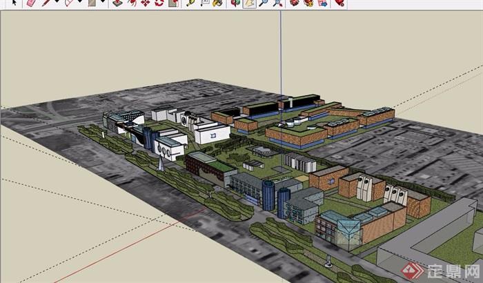 现代风格多层详细的学校教学楼设计su模型