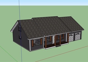美式风格两层民居住宅别墅设计SU(草图大师)模型