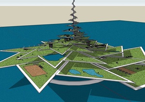 某创意城市综合建筑SU(草图大师)模型