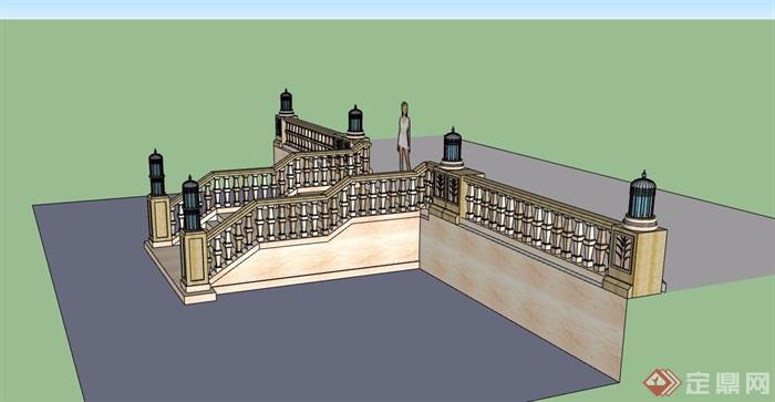 欧式风格楼梯栏杆素材设计su模型
