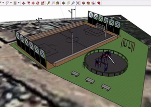 园林景观体育场地建设SU(草图大师)模型