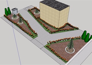 现代风格花园景观详细设计SU(草图大师)模型