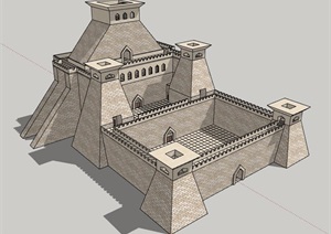 古典城墙设计SU(草图大师)模型