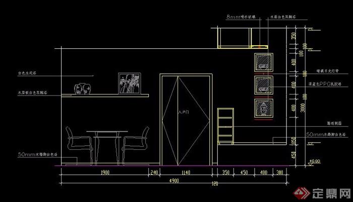 餐厅装饰墙及酒架造型CAD立面图