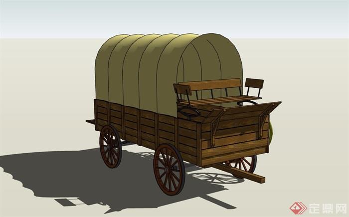 欧式风格运输人拉车设计su模型