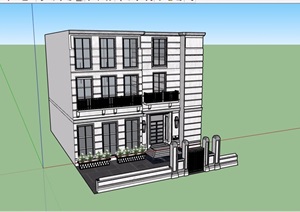 现代风格三层住宅楼设计SU(草图大师)模型
