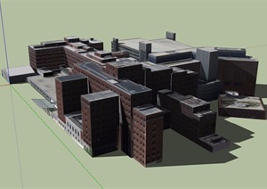 某现代风格多层详细的医院建筑楼SU(草图大师)模型