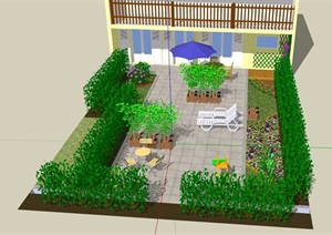 欧式风格住宅花园景观设计SU(草图大师)模型