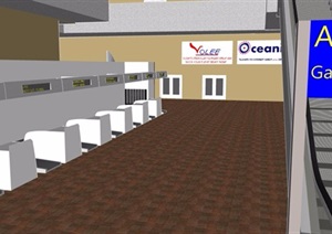 机场安检区室内设计SU(草图大师)模型