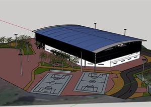 某详细完整的单层体育场馆建筑设计SU(草图大师)模型