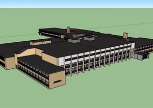欧式风格详细完整的多层厂房建筑SU(草图大师)模型