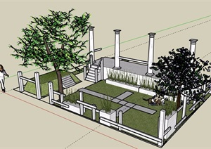 现代风格小型庭院景观设计SU(草图大师)模型