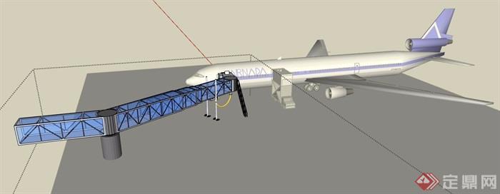 登机桥及飞机组合su模型
