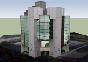某现代公司办公建筑楼设计SU(草图大师)模型