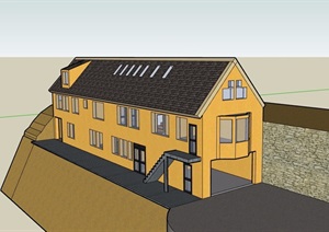 欧式风格两层民居住宅详细SU(草图大师)模型