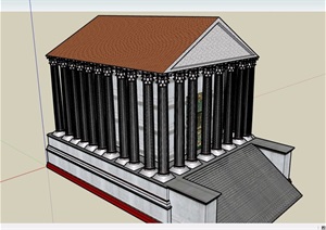 欧式风格文化教堂详细建筑SU(草图大师)模型