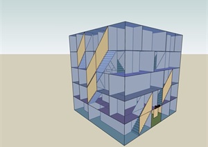 某盒子式办公建筑SU(草图大师)模型