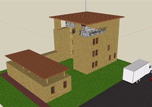 详细多层住宅楼建筑设计SU(草图大师)模型