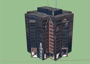 现代风格详细的贴图办公建筑SU(草图大师)模型