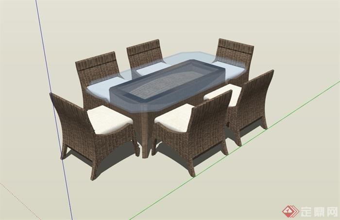 详细精致的餐桌椅素材设计su模型